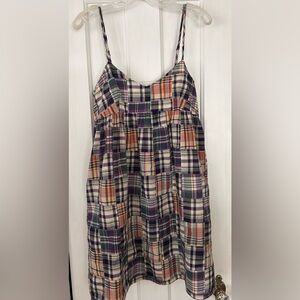 Lucky Brand Madras Babydoll Plaid Dress 
Size S